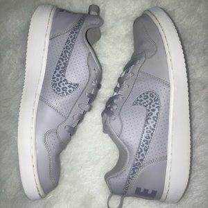 Nike Court Borough Low 7Y Gray Leopard Swoosh Shoes